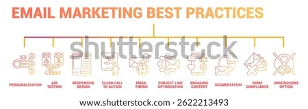 Email Marketing Best Practices icon banner for infographic gradient style.