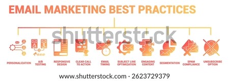 Email Marketing Best Practices icon banner for infographic gradient style.