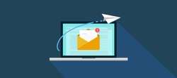 Email marketing campaign, newsletter marketing, drip marketing, email marketing, email automatic auto reply response. flat banner concept with icons. Vector Illustration