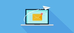 Email marketing campaign, newsletter marketing, drip marketing, email marketing, email automatic auto reply response. flat banner concept with icons. Vector Illustration