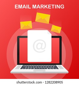 Email marketing campaign, newsletter marketing, drip marketing. Vector stock illustration.
