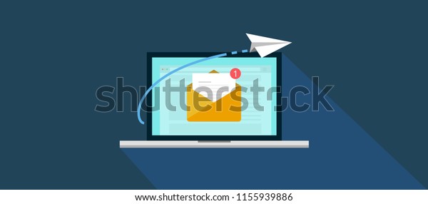 Email marketing campaign,\
newsletter marketing, drip marketing, email marketing, email\
automatic auto reply response. flat banner concept with icons.\
Vector Illustration