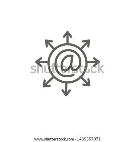 Email marketing campaigns icon with  envelope being sent to multiple recipients