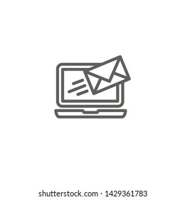 Email marketing campaigns icon with flying envelope showing being sent