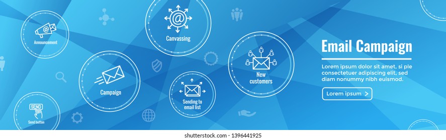 Email marketing campaigns icon set & web header banner