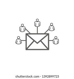 Email Marketing Campaigns Icon W  Envelope Being Sent To Multiple Recipients