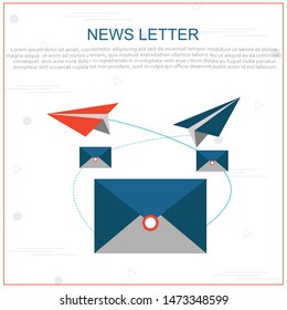 Email marketing and communication simple flat symbol with computer and envelope. Easy to use for your website or presentation