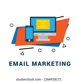email marketing & communication vector concept - envelope and pc. media sign. 