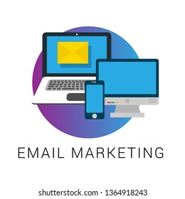 email marketing & communication vector concept - envelope and pc. media sign. 