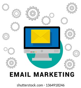 email marketing & communication vector concept - envelope and pc. media sign. 