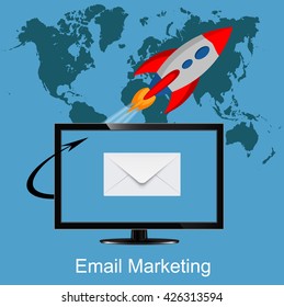 email marketing concept, business communication, vector, illustration 