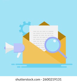 Email marketing concept, email customer marketing, personalized email. flat design vector illustration. EPS 1