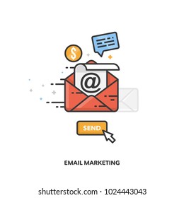 Email marketing concept design. Vector line design