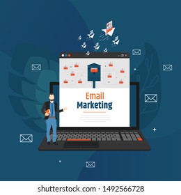Email marketing concept design. Vector illustration, flat style.