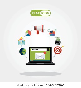 Email marketing concept design. Vector illustration, flat style.