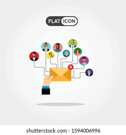 Email marketing concept design. Vector illustration, flat style.
