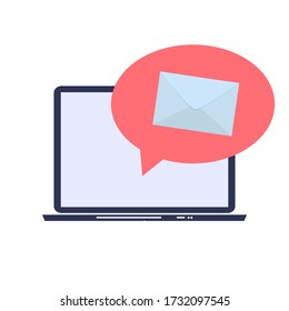 E-mail marketing Concept Flat  Background with Laptop. Vector Illustration EPS10