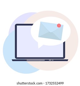 E-mail marketing Concept Flat  Background with Laptop. Vector Illustration EPS10