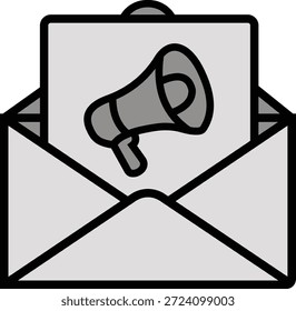 Icono de concepto de marketing por correo electrónico con Ilustración vectorial de sobre y megáfono