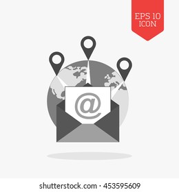 Email marketing concept icon. Flat design gray color symbol. Modern UI web navigation, sign. Illustration element