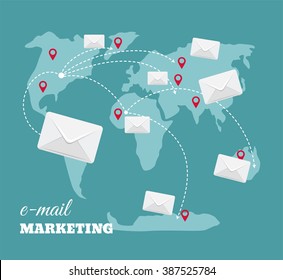 E-mail marketing  concept. Modern flat illustration.