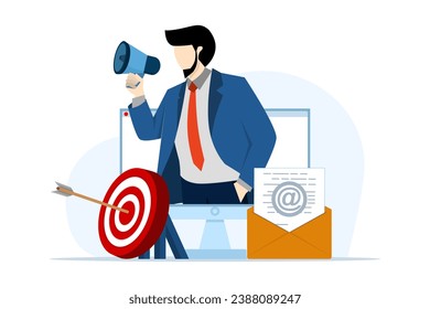 Email marketing concept, online business strategy, Advertising, Email newsletter, message, Marketing material concept for landing page, web banner, social media, infographic. flat vector illustration.