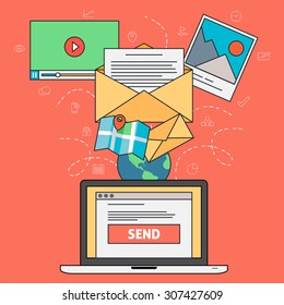 Email Marketing Concept with Red Background