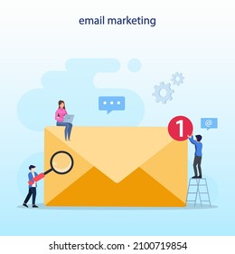 Email marketing concept, Email marketing services, Advertising Campaign, Digital Promotion, online business strategy, Flat vector template style Suitable for Web Landing Pages.