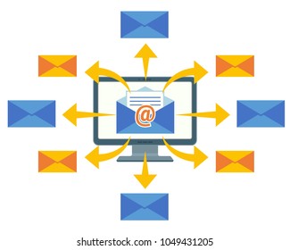 Email marketing concept vector computer screen and mailing