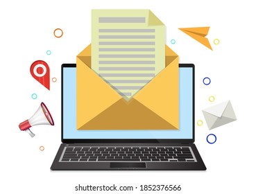 Ilustración vectorial del concepto de marketing por correo electrónico