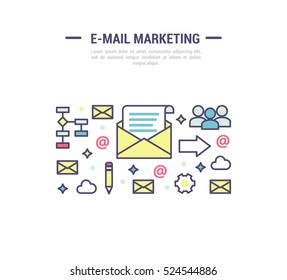 E-mail marketing concept vector illustration. Internet marketing banner.