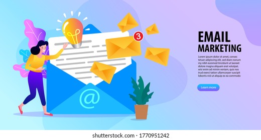 E-mail marketing concepts. Newsletter. mail notification. Social network. Businessman vector illustration.