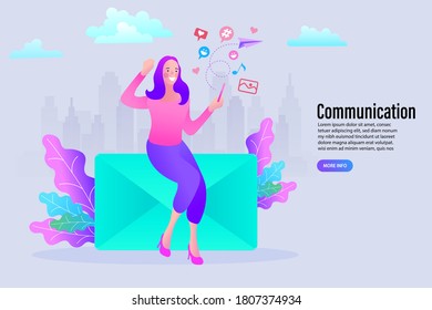 E-mail marketing concepts. Newsletter. mail notification. Social network. Businessman vector illustration.