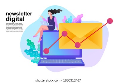 E-mail marketing concepts. Newsletter. mail notification. Social network. Businessman vector illustration.