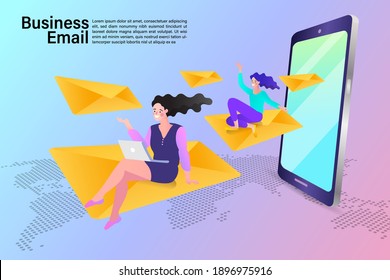 E-mail marketing concepts. Newsletter. mail notification. Social network. Businessman vector illustration.