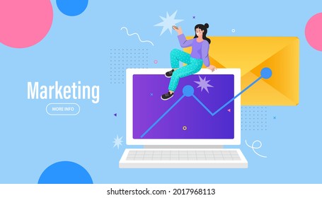 E-mail marketing concepts. Newsletter. mail notification. Social network. Send to email. Online messenger or internet application. Social Media. Businessman marketing vector illustration.