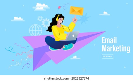E-mail marketing concepts. Newsletter. mail notification. Social network. Online messenger or internet application. Businessman vector illustration.