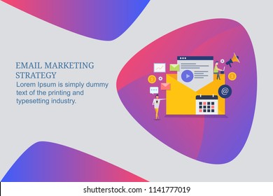 Email marketing, content email, opening email envelope flat design vector concept with icons