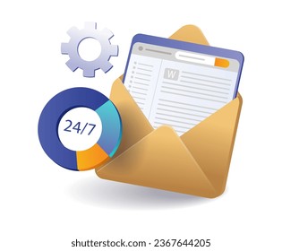 Concepto de ilustración plana de servicios de análisis de datos de marketing por correo electrónico