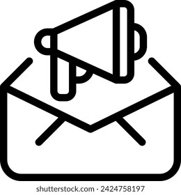 Email marketing icono de marketing digital con estilo de contorno negro. email, marketing, correo, negocios, comunicación, mensaje, internet. Ilustración vectorial