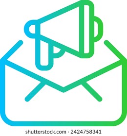 Email marketing digital marketing icon with blue and green gradient outline style. email, marketing, mail, business, communication, message, internet. Vector Illustration