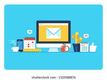 Email Marketing. Flat design modern vector illustration concept.