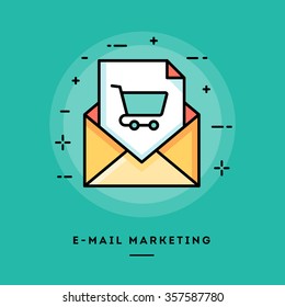 E-mail marketing, flat design thin line banner, usage for e-mail newsletters, web banners, headers, blog posts, print and more