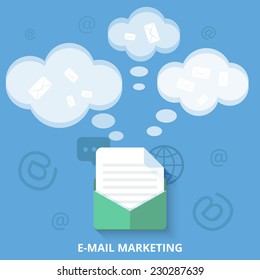 Email marketing. Flat design vector illustration concept.