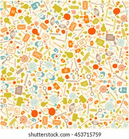 E-mail marketing, flat design, vector illustration, glyph icons background