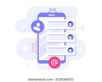 Email marketing flat illustration vector concept, Online business strategy, Advertising, Email newsletter, messaging, Marketing material concept for landing page, web banner, social media, infographic