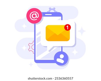 Email marketing flat illustration vector concept, Online business strategy, Advertising, Email newsletter, messaging, Marketing material concept for landing page, web banner, social media, infographic