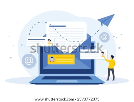 Email marketing flat illustration vector concept, Online business strategy, Advertising, Email newsletter, messaging, Marketing material concept for landing page, web banner, social media, infographic