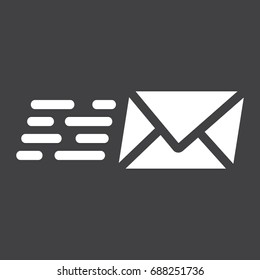 Email Marketing glyph icon, seo and development, letter sign vector graphics, a solid pattern on a black background, eps 10.
