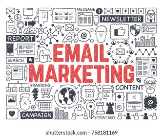 Email Marketing - Hand drawn vector illustration